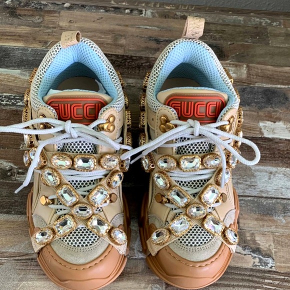 Gucci Wmns Flashtrek Crystals Beige - Picture 4 of 7